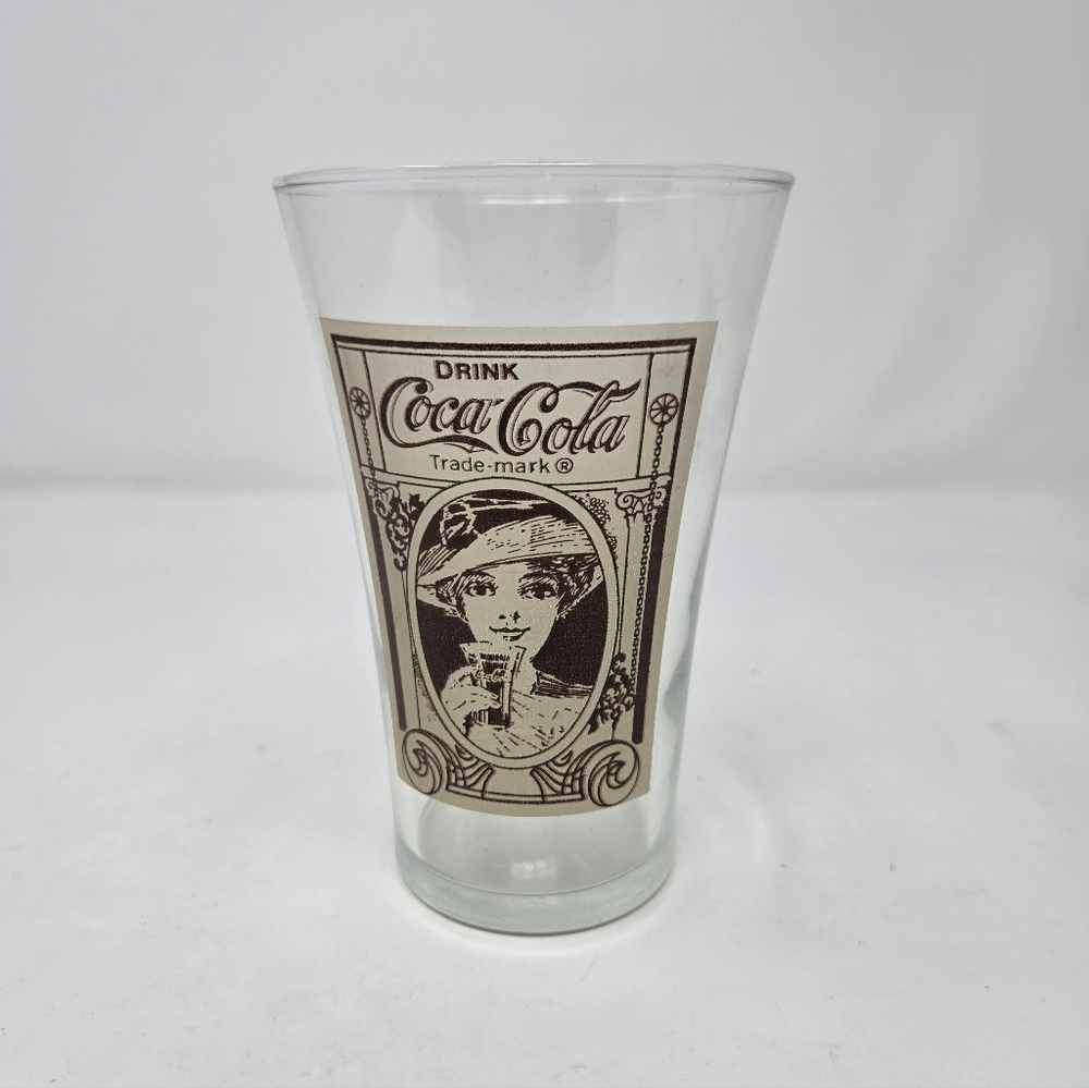 Vtg The Archives 'Drink Coca-Cola' Trade-Mark Flair 16 oz. Glass 1980's Cup